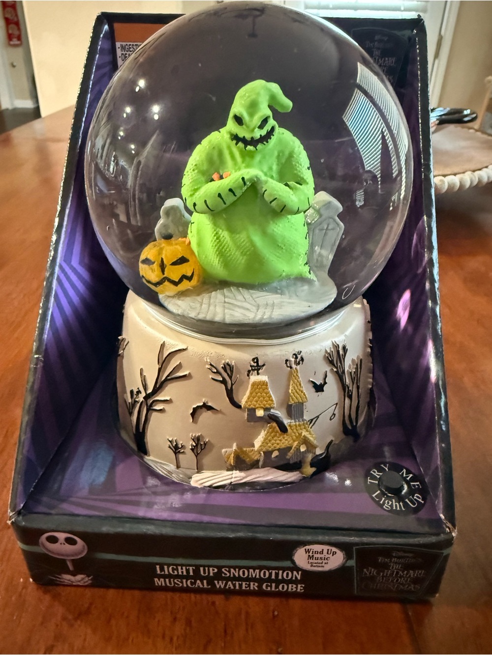The Nightmare Before Christmas Oogie Boogie Light-Up Snow Globe - Green